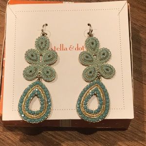 Stella and Dot Gold and blue earrings
